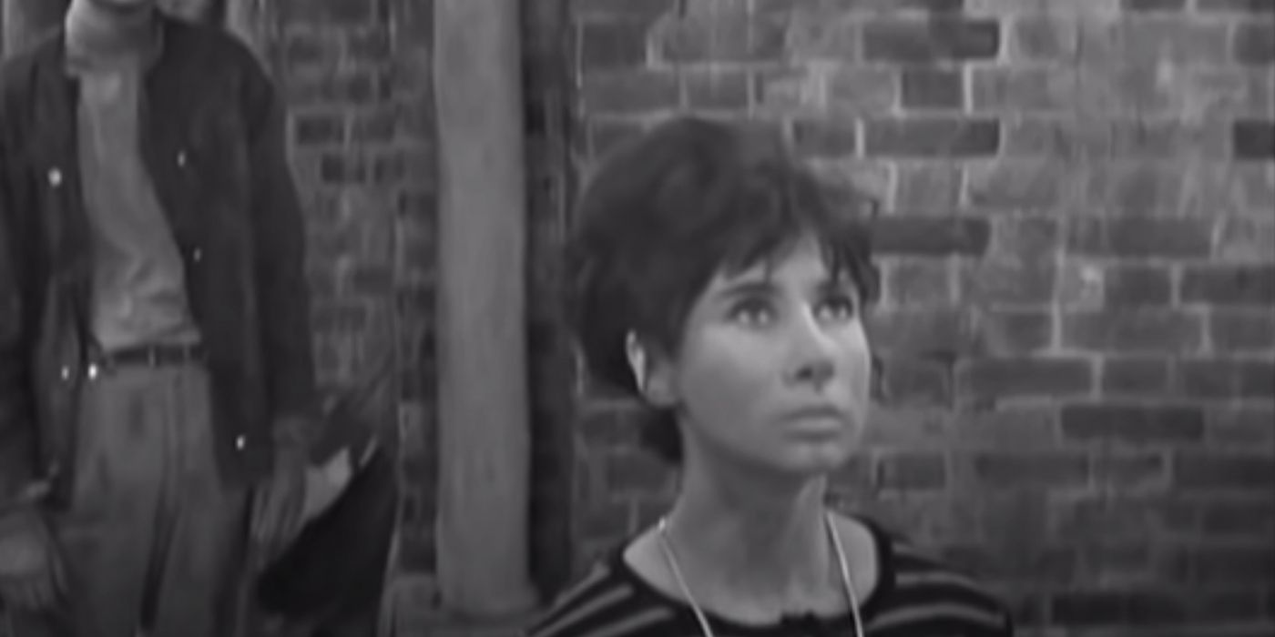Susan Foreman, the Doctor's granddaughter in Doctor Who in an alley