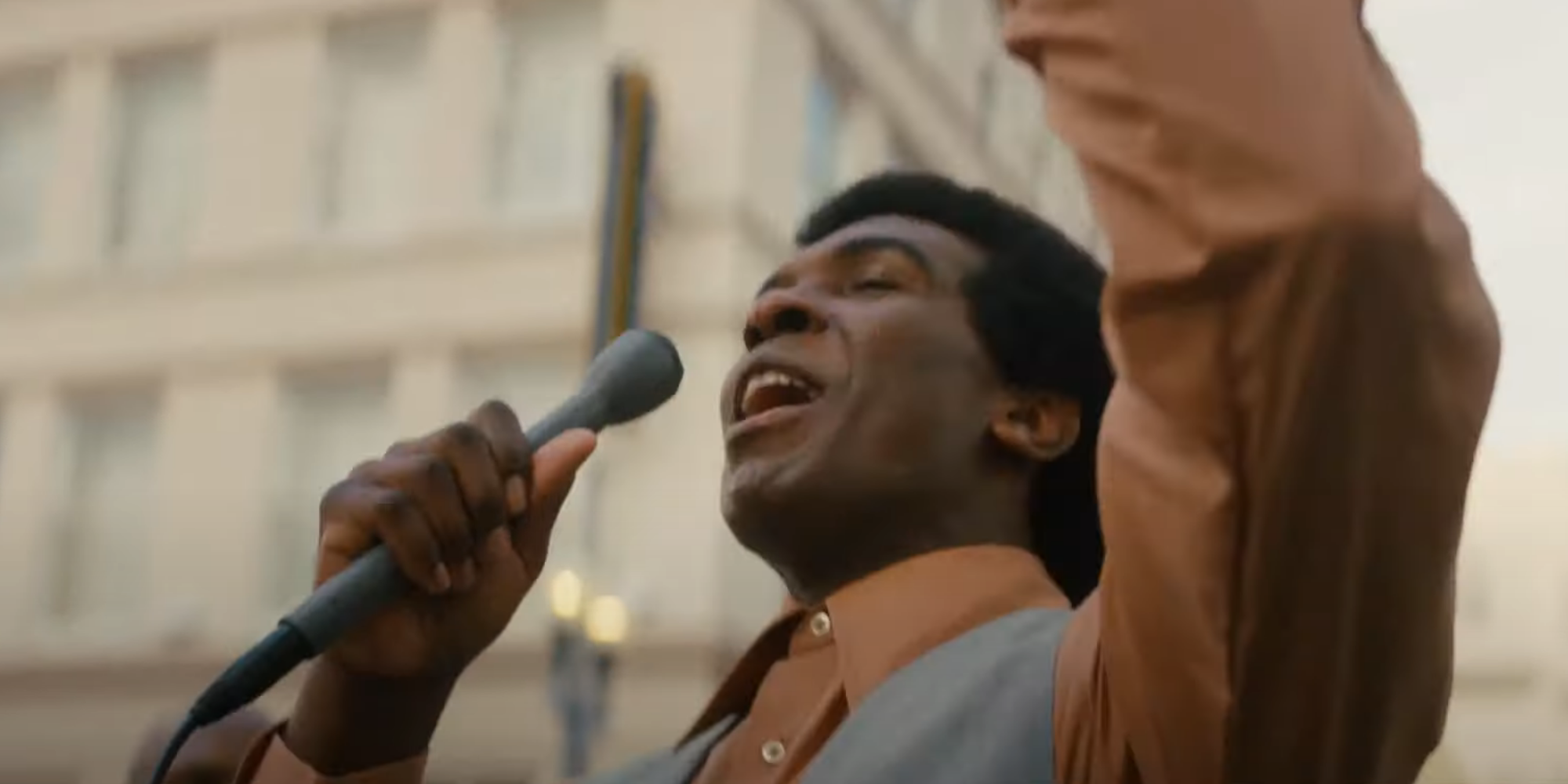 Khris Davis as George Foreman in Big George Foreman preaching