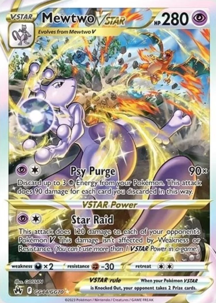 Mewtwo VSTAR de Pokémon Estampas Ilustradas: Crown Zenith.