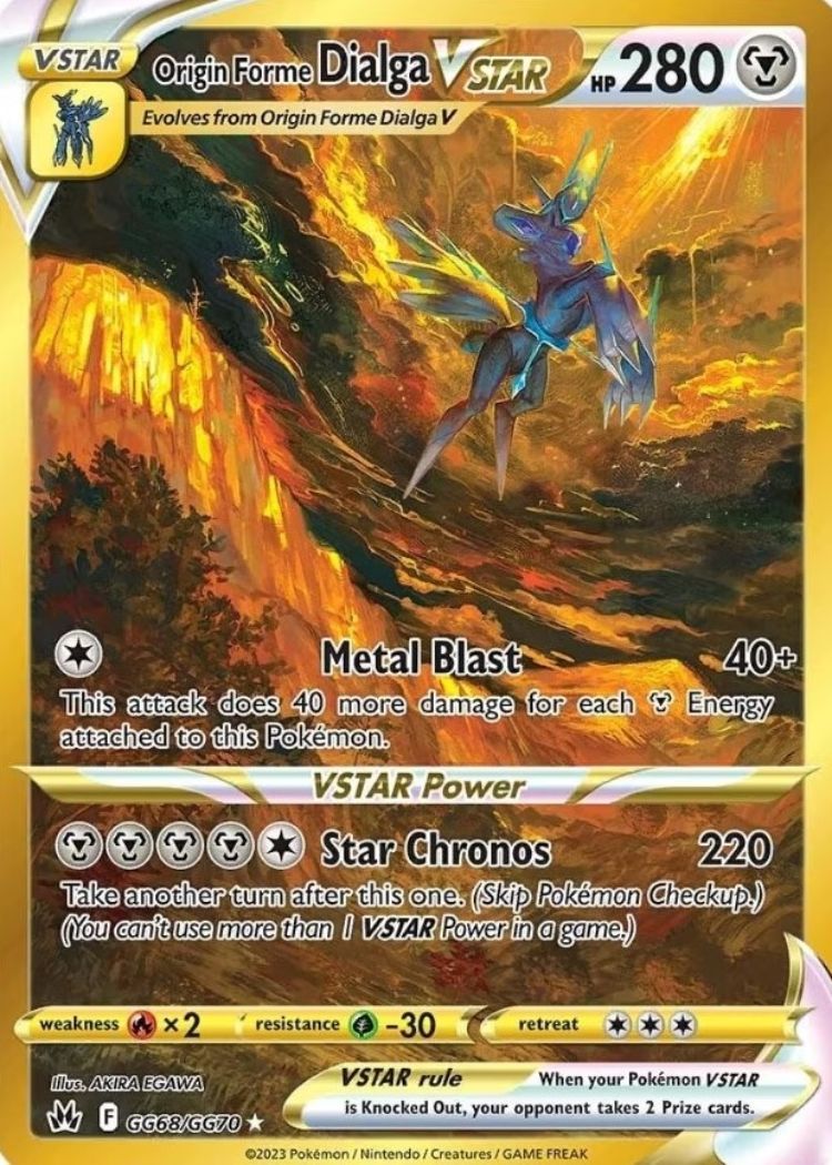 Origin Forme Dialga VSTAR (Segredo) do Pokémon Estampas Ilustradas: Crown Zenith.