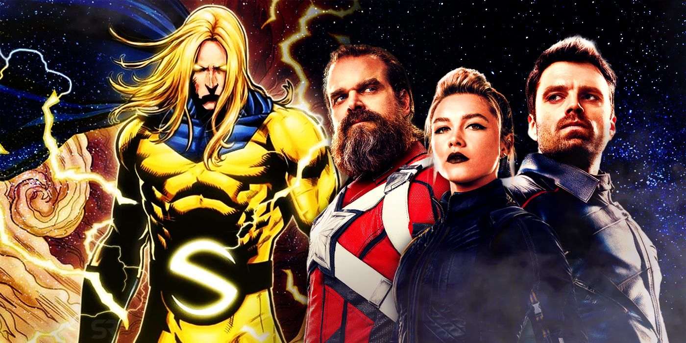 sentry with the thundebolts red guardian yelena belova and bucky barnes in the mcu