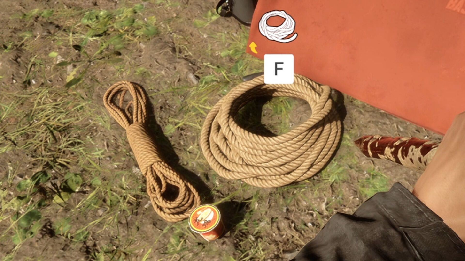 Collecting rope on the ground in Sons of the Forest