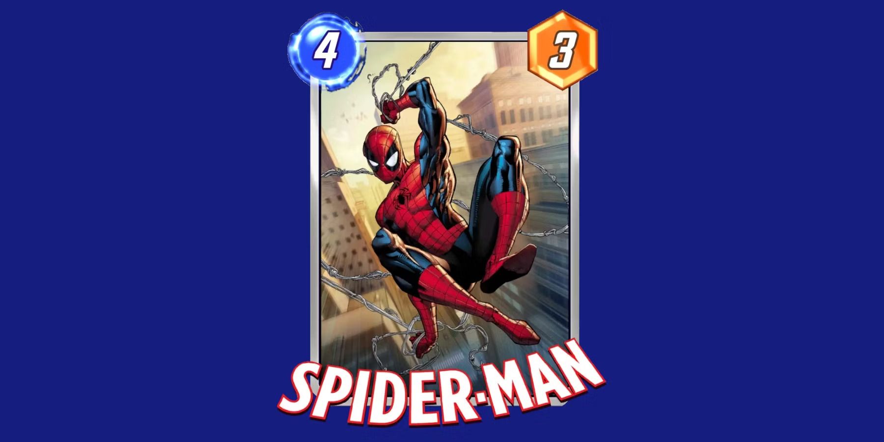 Cartão do Homem-Aranha no Marvel Snap com um fundo azul