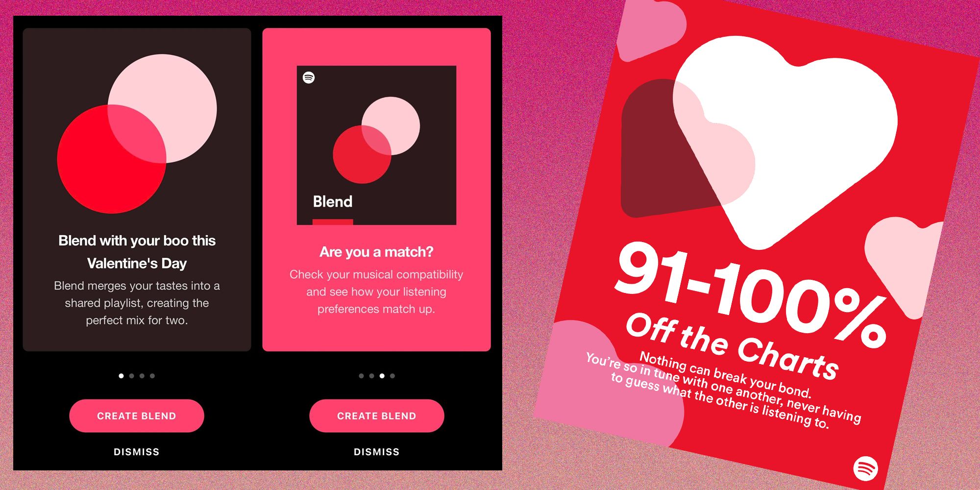 Spotify Blend Valentine's Day landing page et un 
