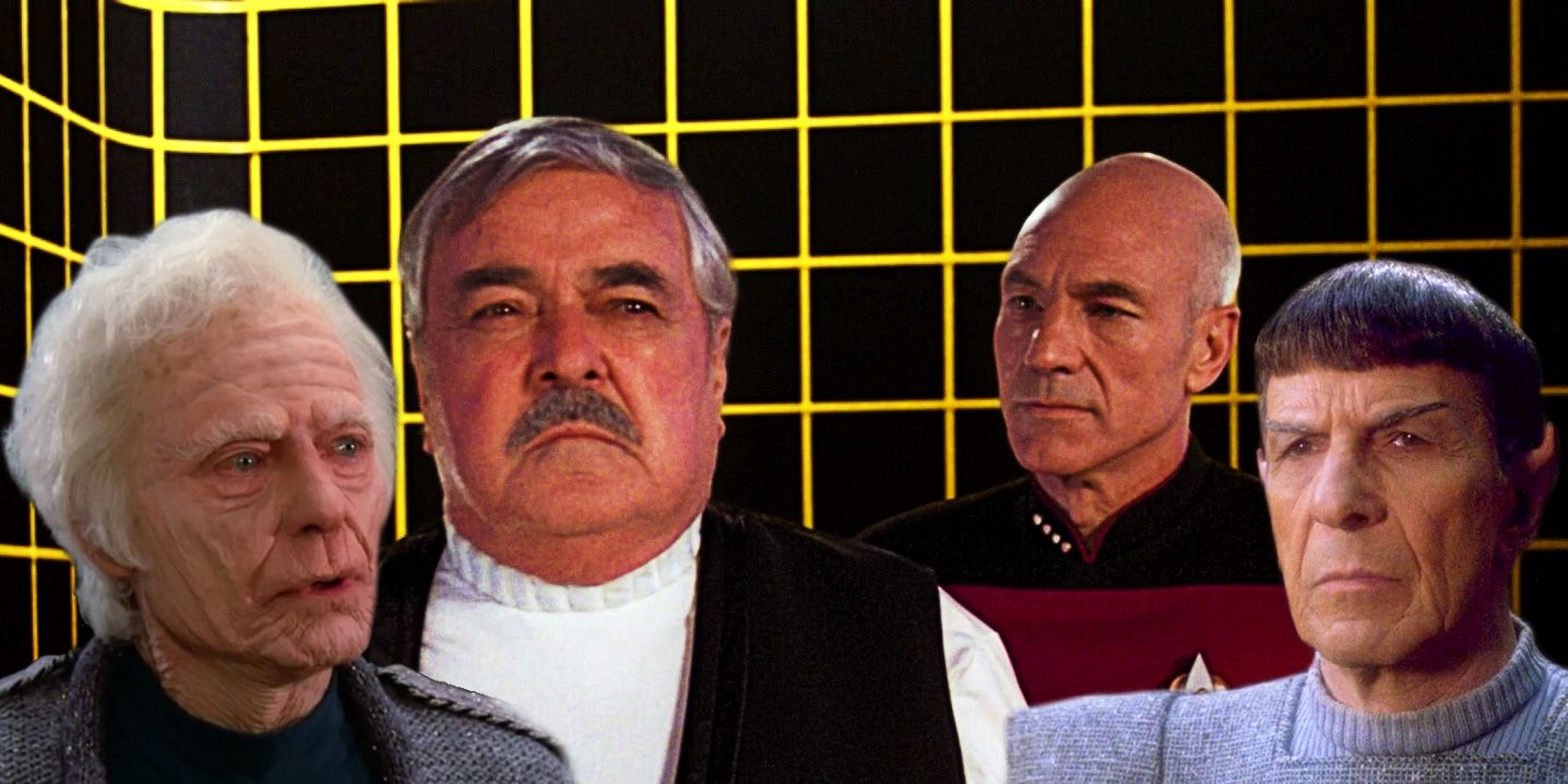 A composite image of Star Trek TOS characters in TNG