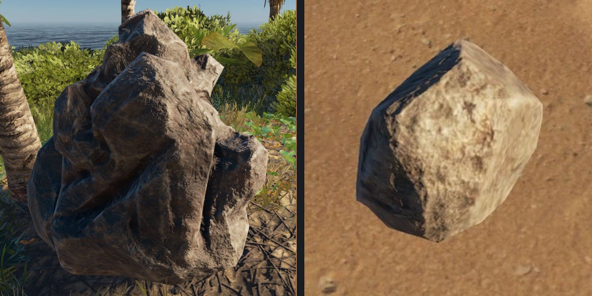 Nó de pedra e rocha em videogame profundo encalhado