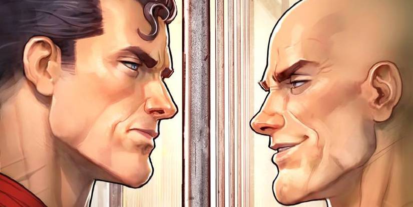 Superman glaring at Lex Luthor in DC comics