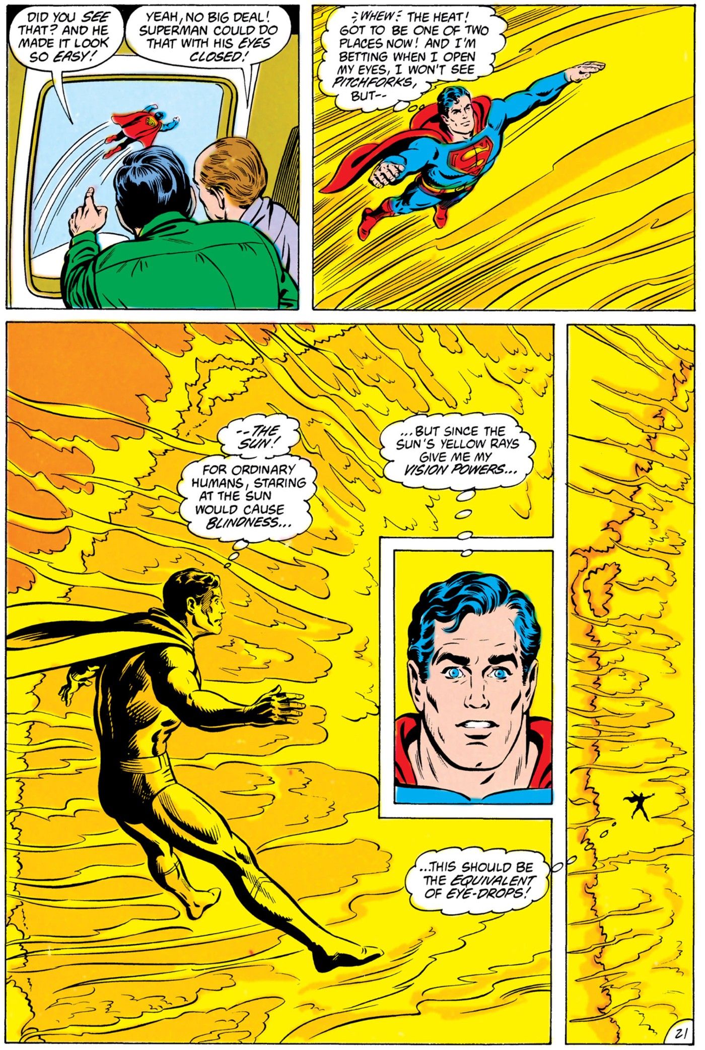Superman olha diretamente para o sol para curar seus problemas de visão