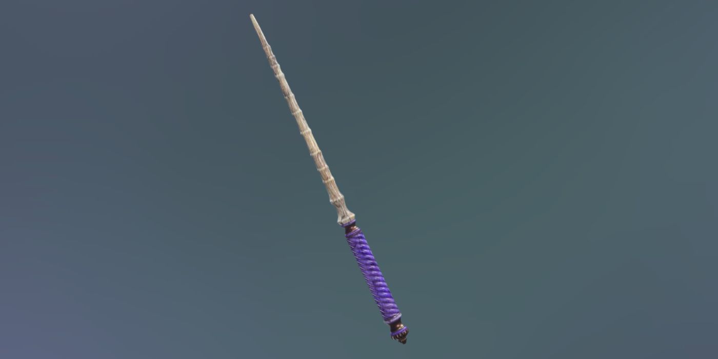 A render of the Swirl Lilac Wand Handle in Hogwarts Legacy.
