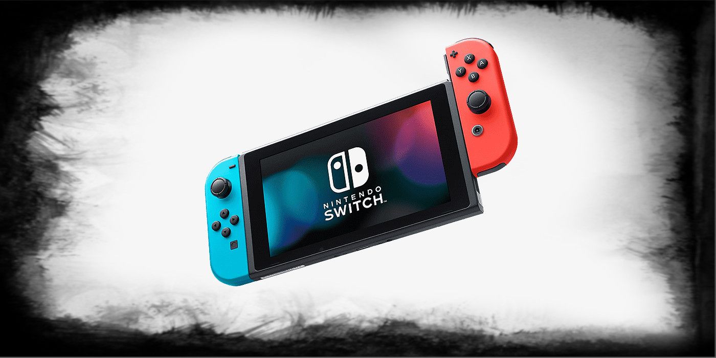 A Nintendo Switch surrounded by a mysterious dark border.