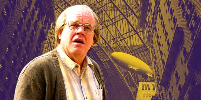 An image of Philip Seymour Hoffman as Charlie looking at something off-screen in Synecdoche, New York