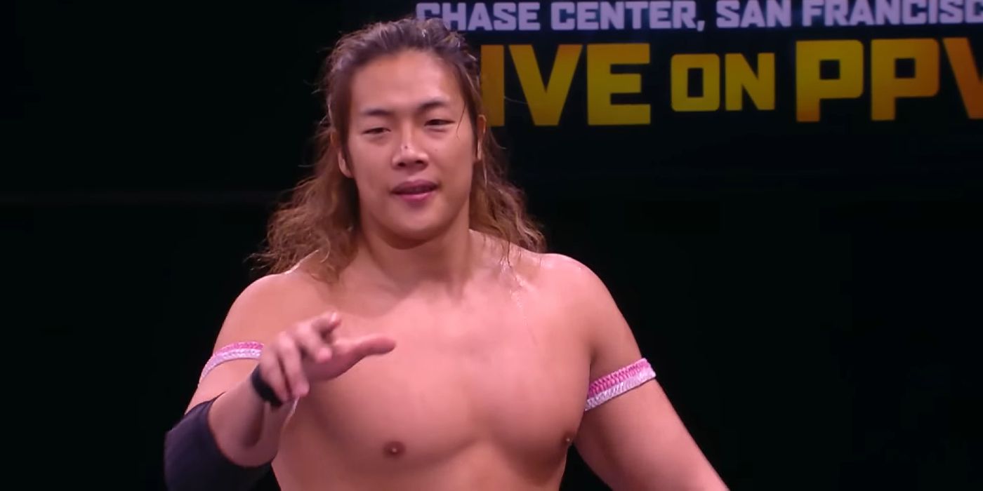 Takeshita makes his way to the ring during an episode of AEW Dark in 2023.