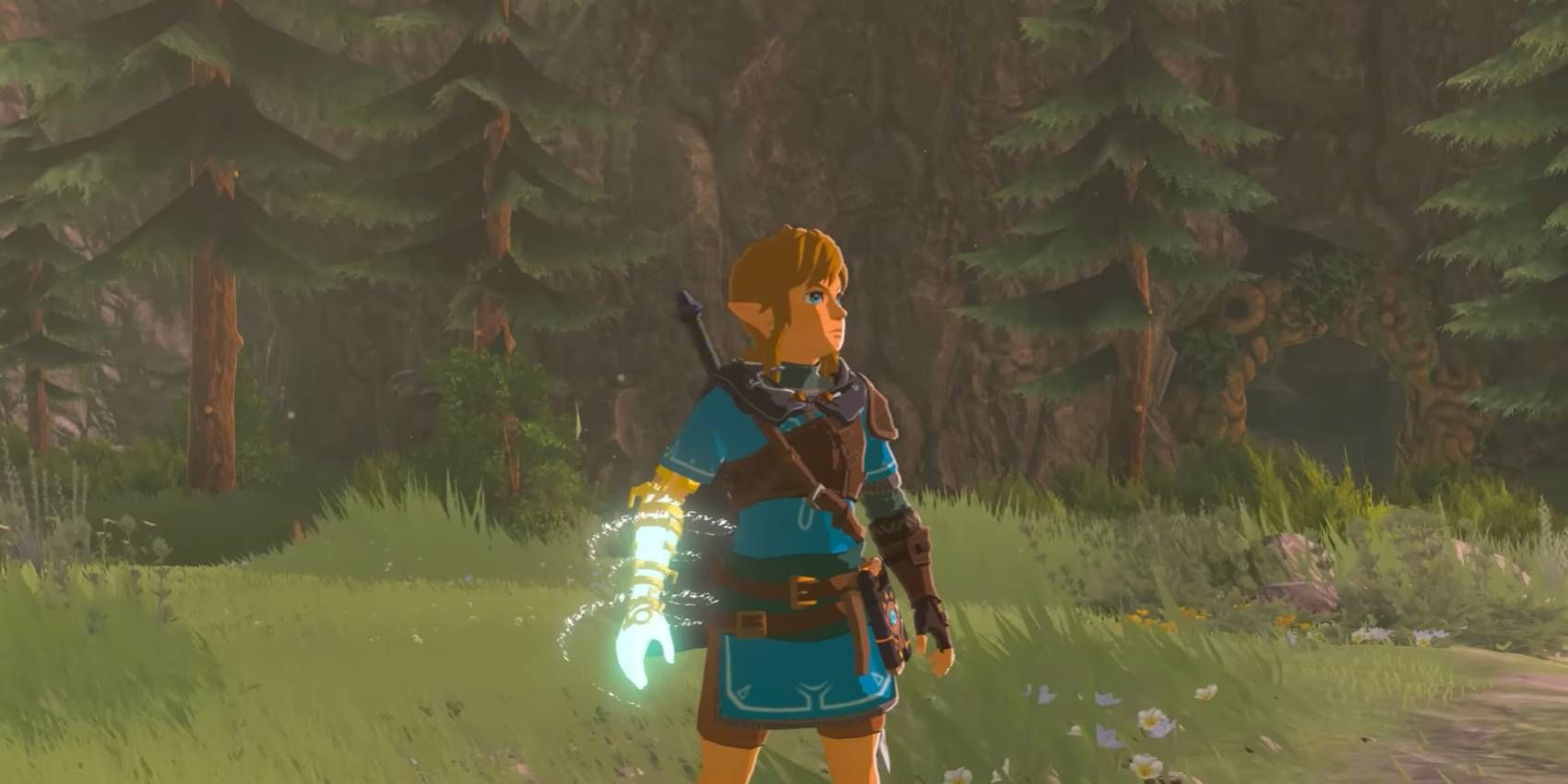 Link com um braço brilhante em The Legend of Zelda: Tears of the Kingdom