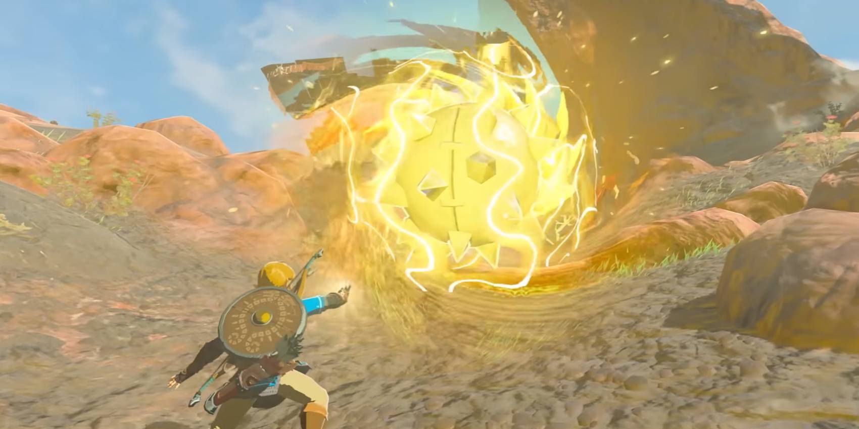 Link usando Magnesis em The Legend of Zelda: Tears of the Kingdom