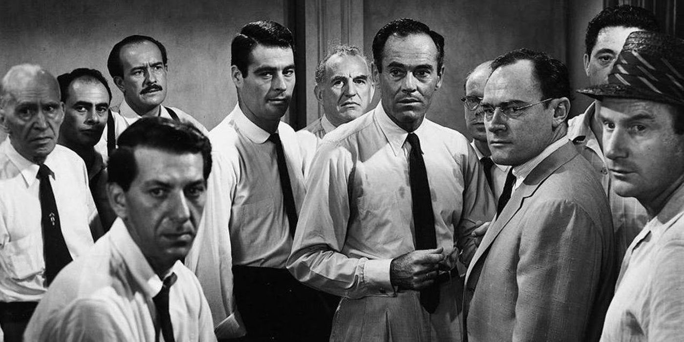 The 12 Angry Men movie gathered together.