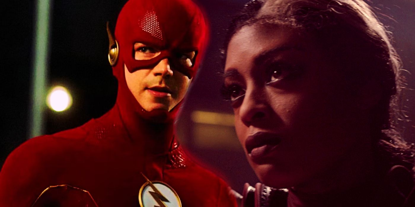 Split Image of The Flash (Grant Gustin) and Red Death, a.k.a. Ryan Wilder (Javicia Leslie)