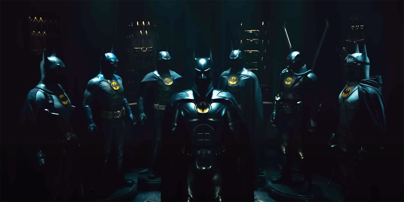 Keaton's 7 Batman Costumes In The Flash Hint At What Happened Between Movies