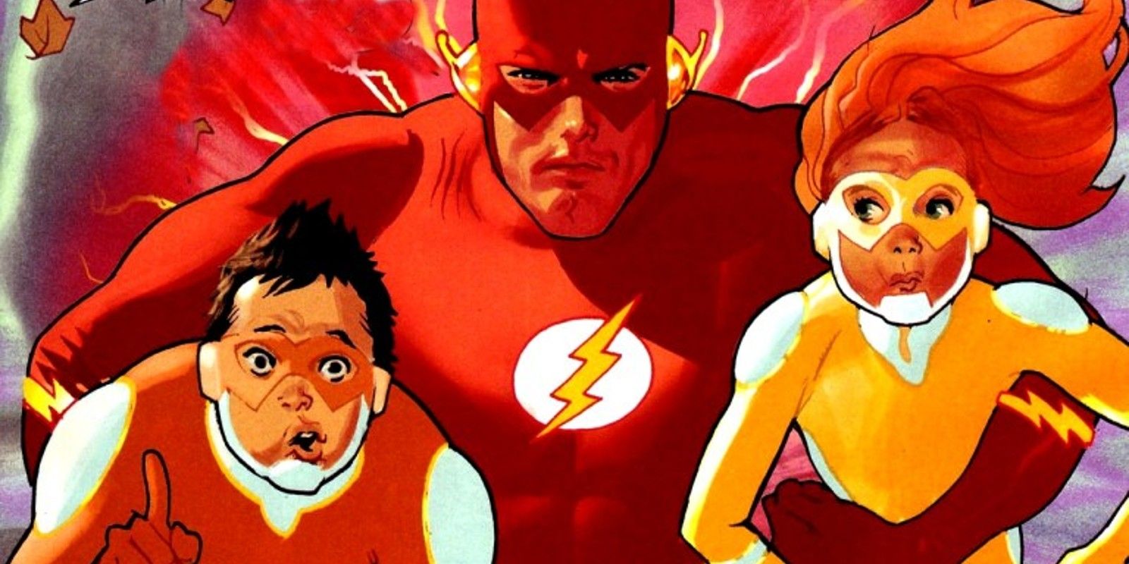 The Flash Wally West Holding His Kids Jai and Irey