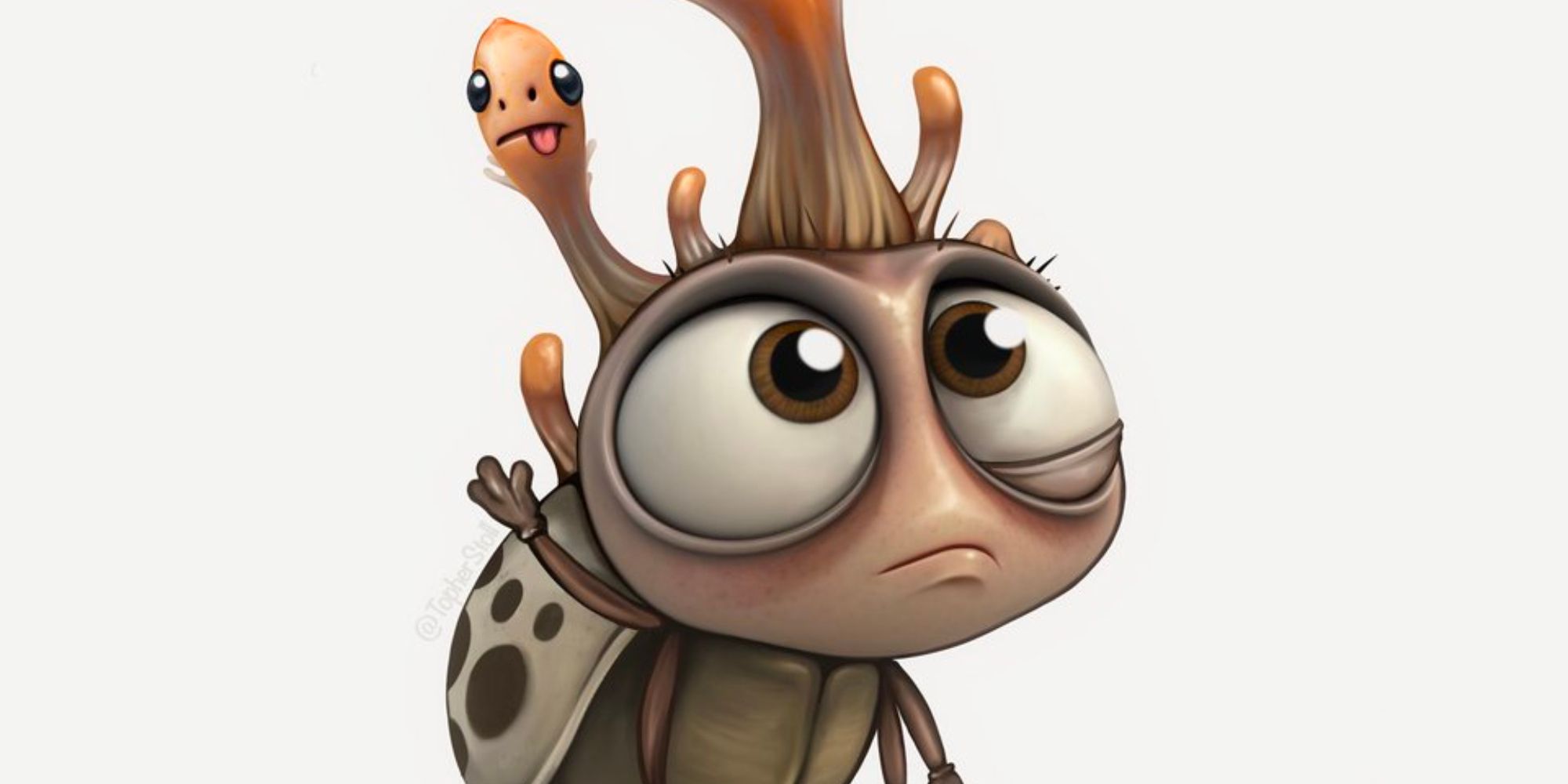 The Last of Us Pixar Crossover Art with a beetle attached to a Cordyceps fungus