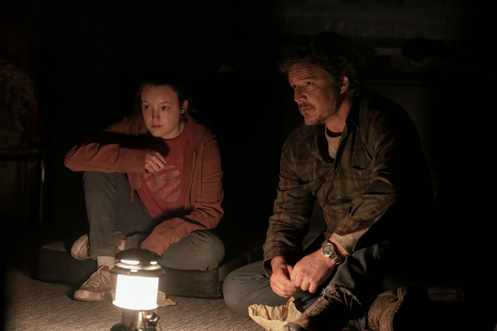 The Last of Us Season 1 Episode 5 Ellie Joel Bella Ramsey Pedro Pascal Sitting