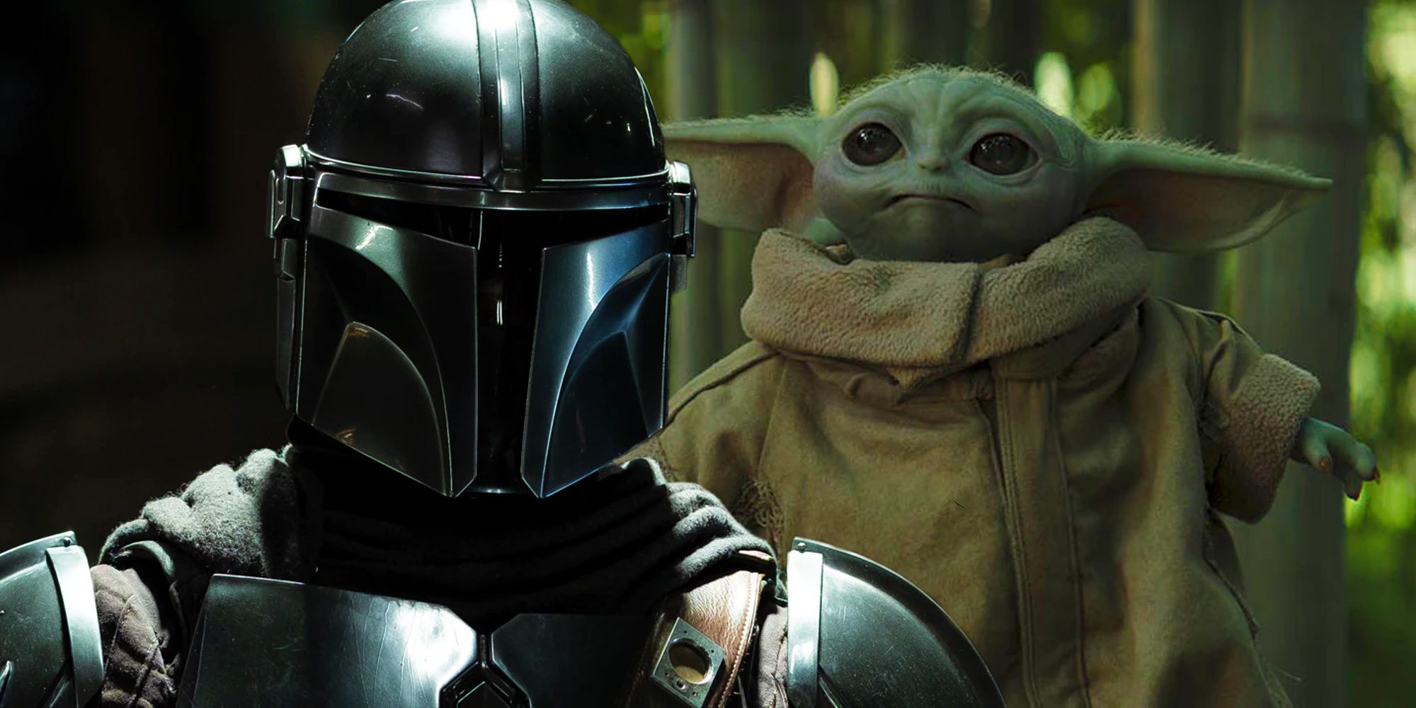 The Mandalorian and Grogu during Jedi training from the Book of Boba Fett