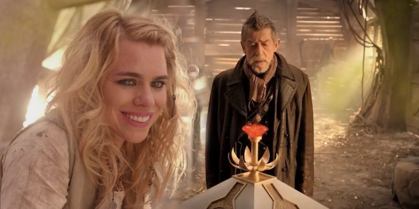 The Moment, appearing as Rose, and the War Doctor from Doctor Who