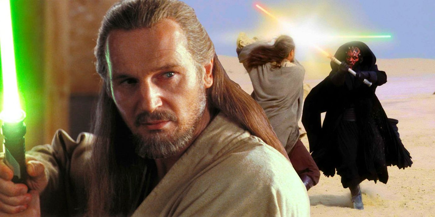 Qui-Gon e Darth Maul em Star Wars: A Ameaça Fantasma