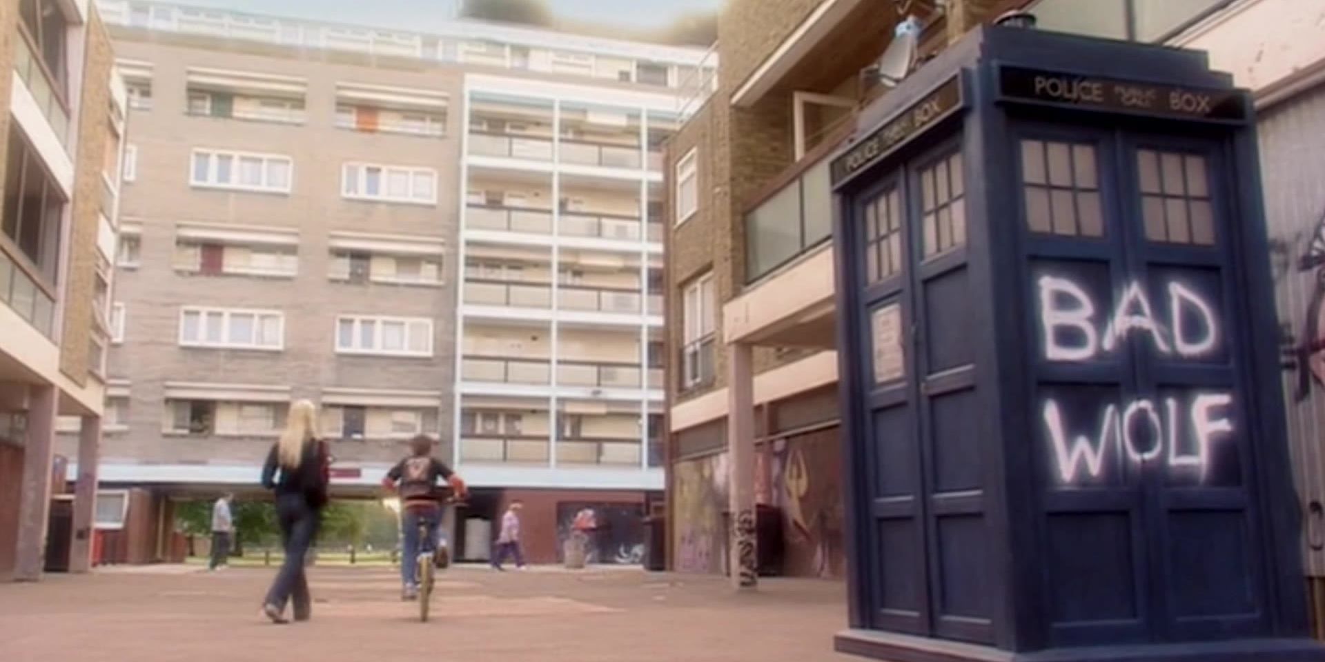 The TARDIS with Bad Wolf in Doctor Who