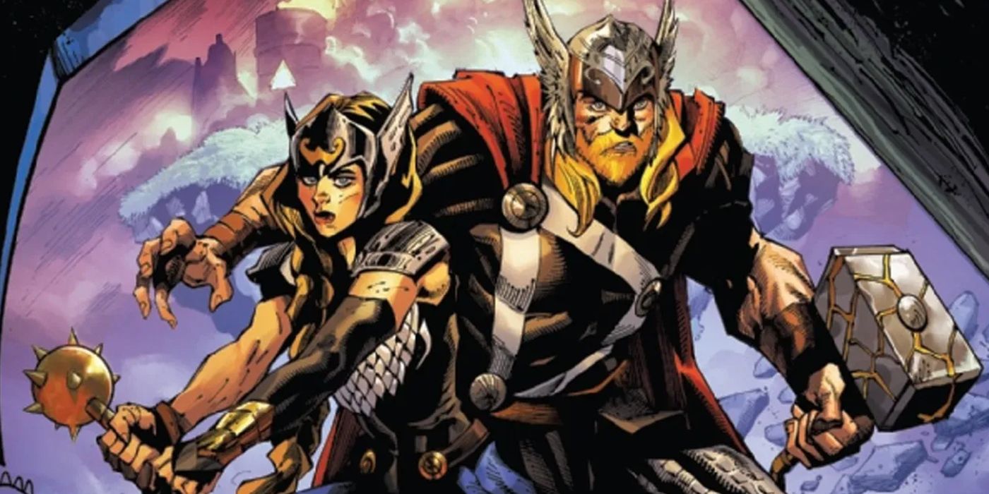 thor and jane foster as valkyrie in marvel comics