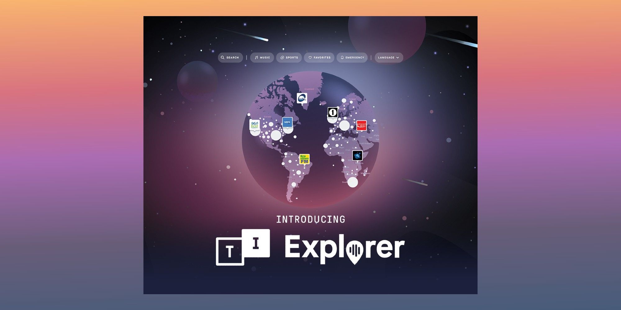 Introduction image of TuneIn Explorer.