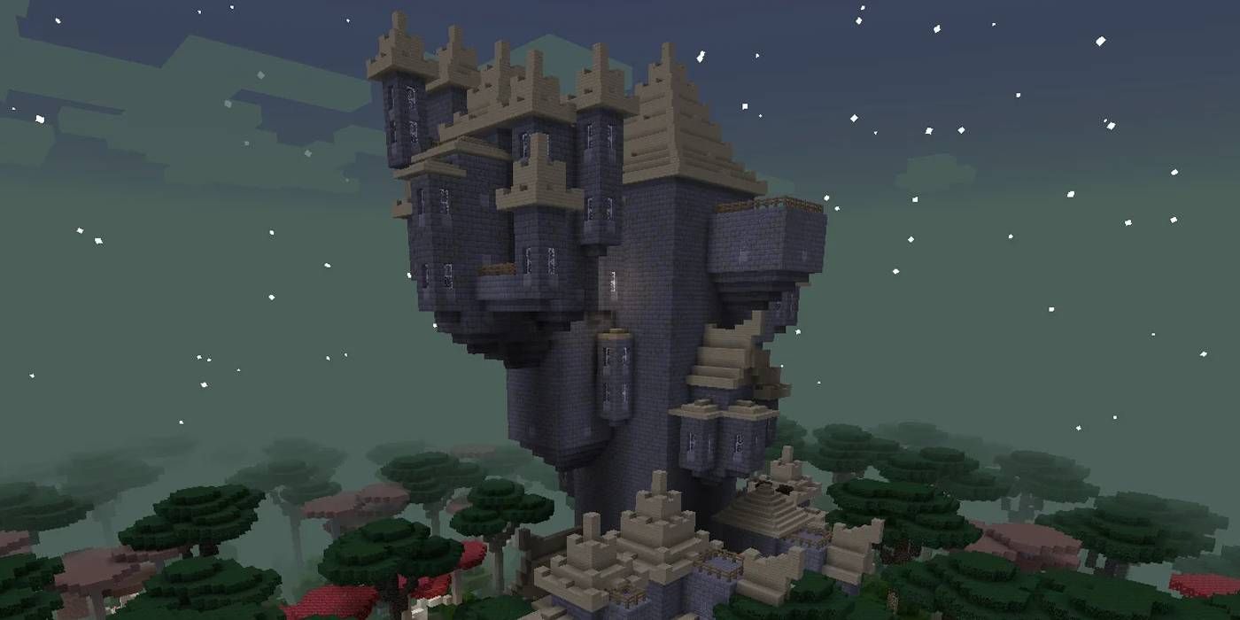 Minecraft The Twilight Forest Mod with Central Boss Dungeon Tower Structure
