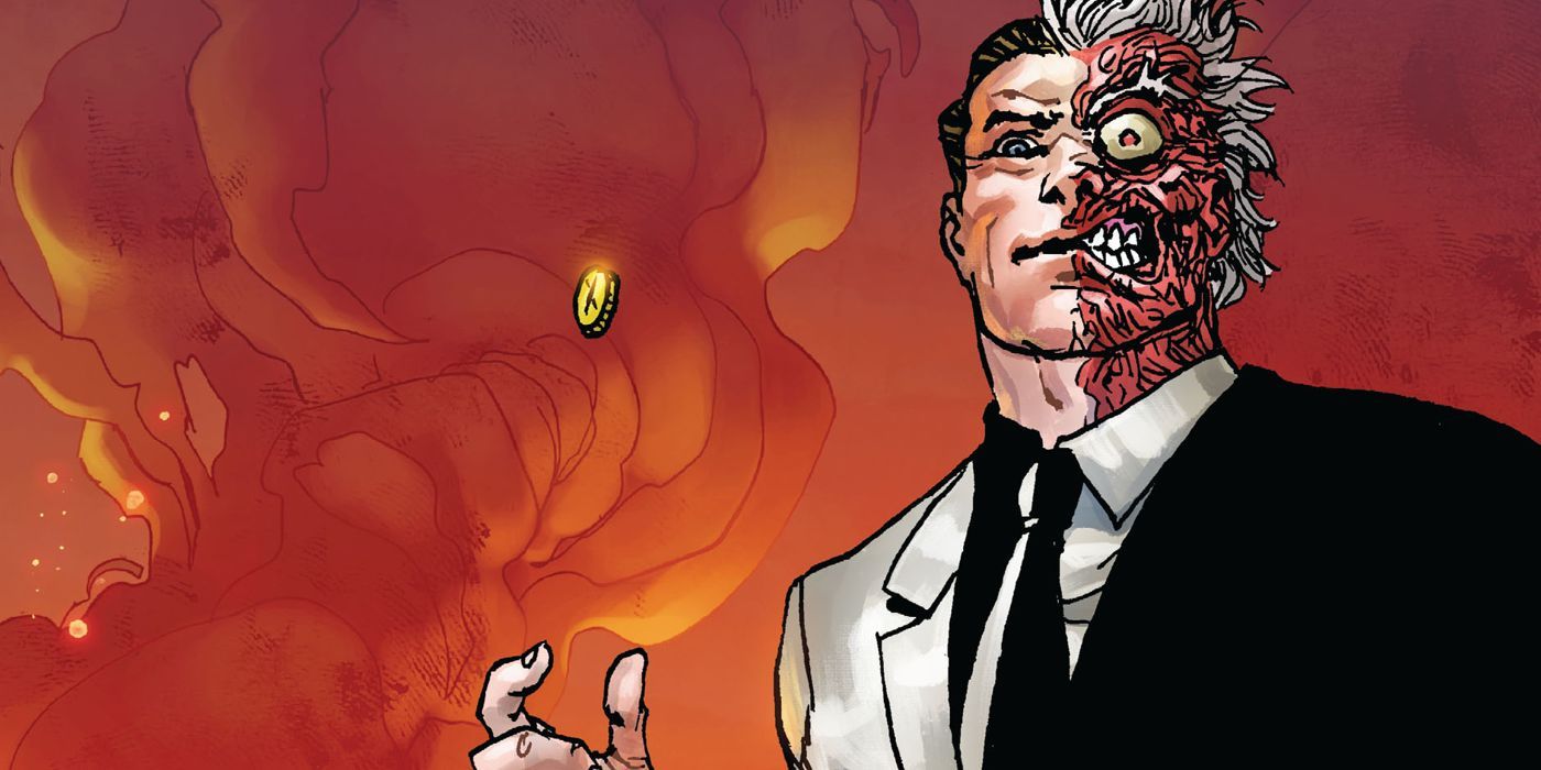 Two-Face flips his iconic coin in DC Comics