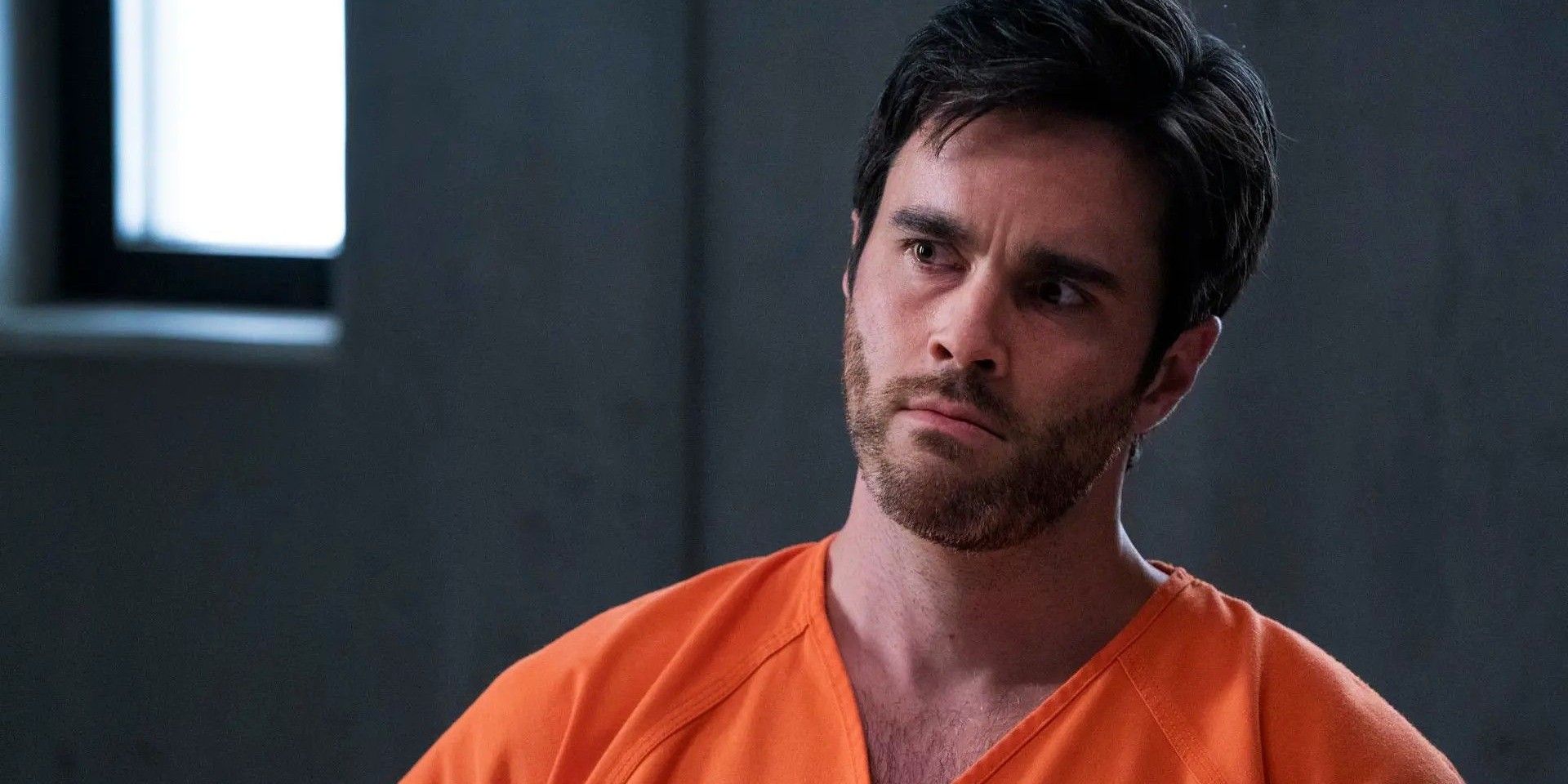 Tyler wearing an orange jumpsuit in jail Criminal Minds