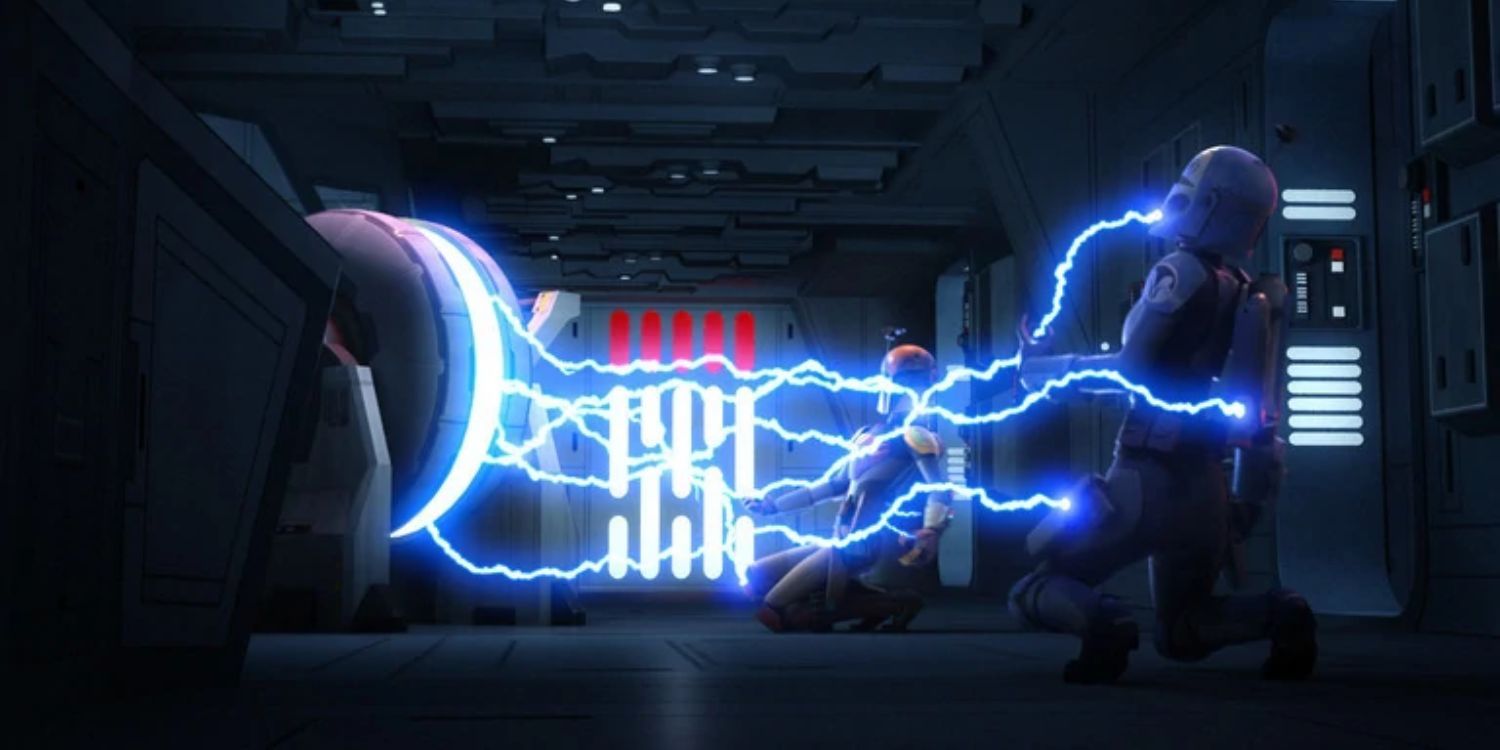 The Arc-Pulse Generator being used on Bo-Katan and Sabine Wren