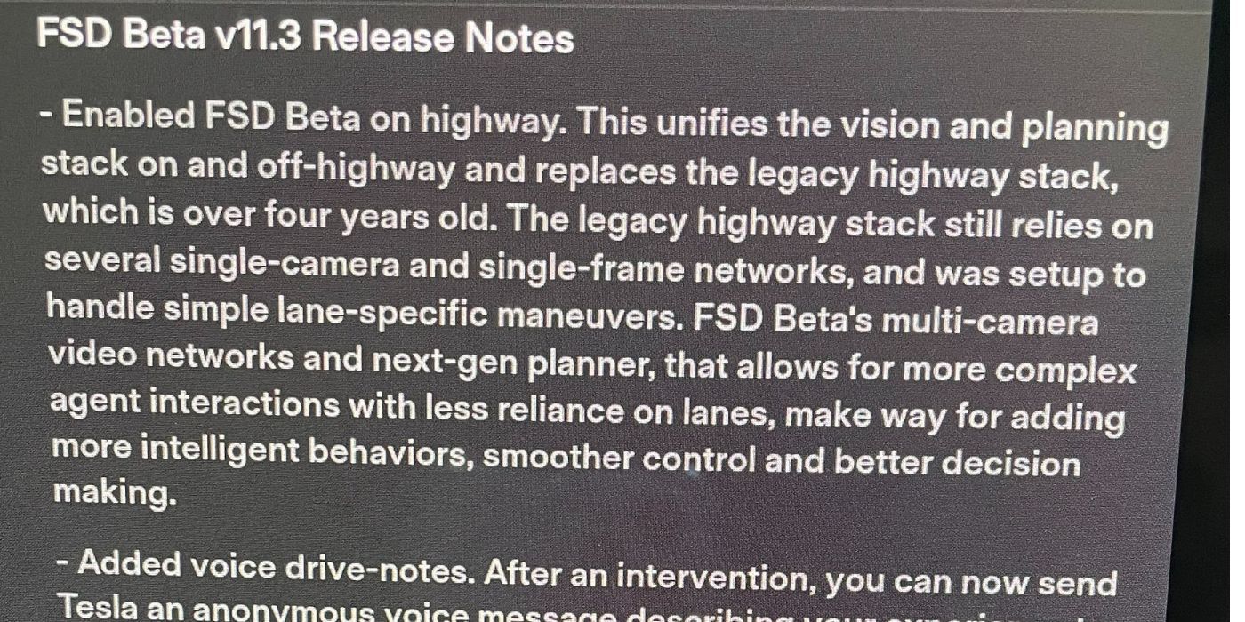 Release notes of FSD Beta's latest version