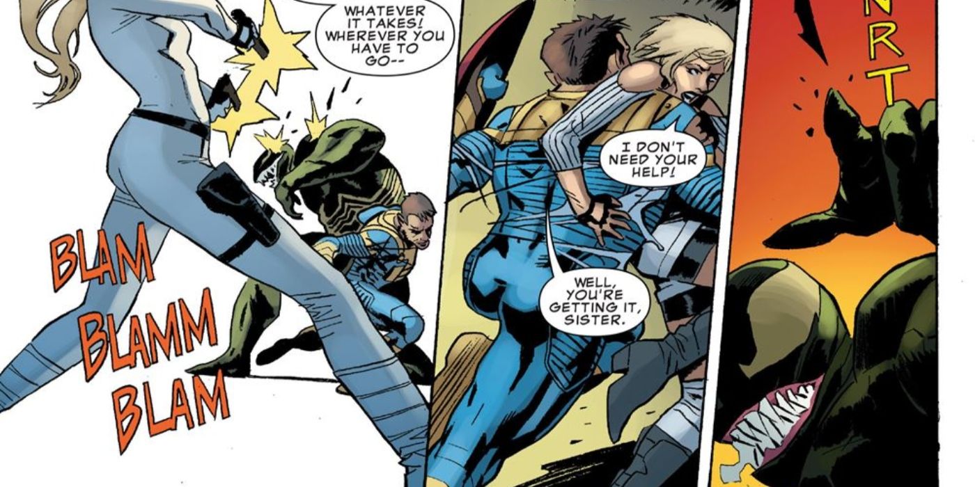 Venom using his Hydra upgrade to shoot venom barbs.