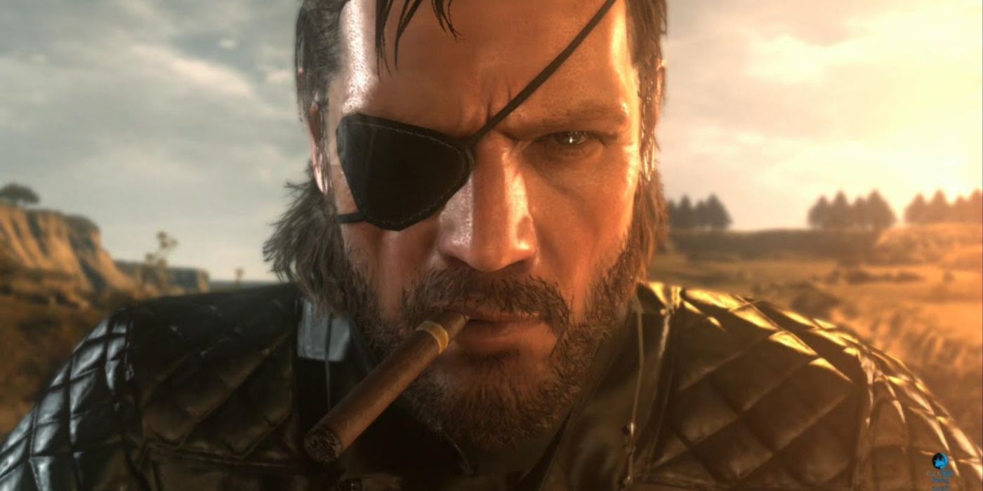 Venom Snake smoking a cigar in Metal Gear Solid V: The Phantom Pain.