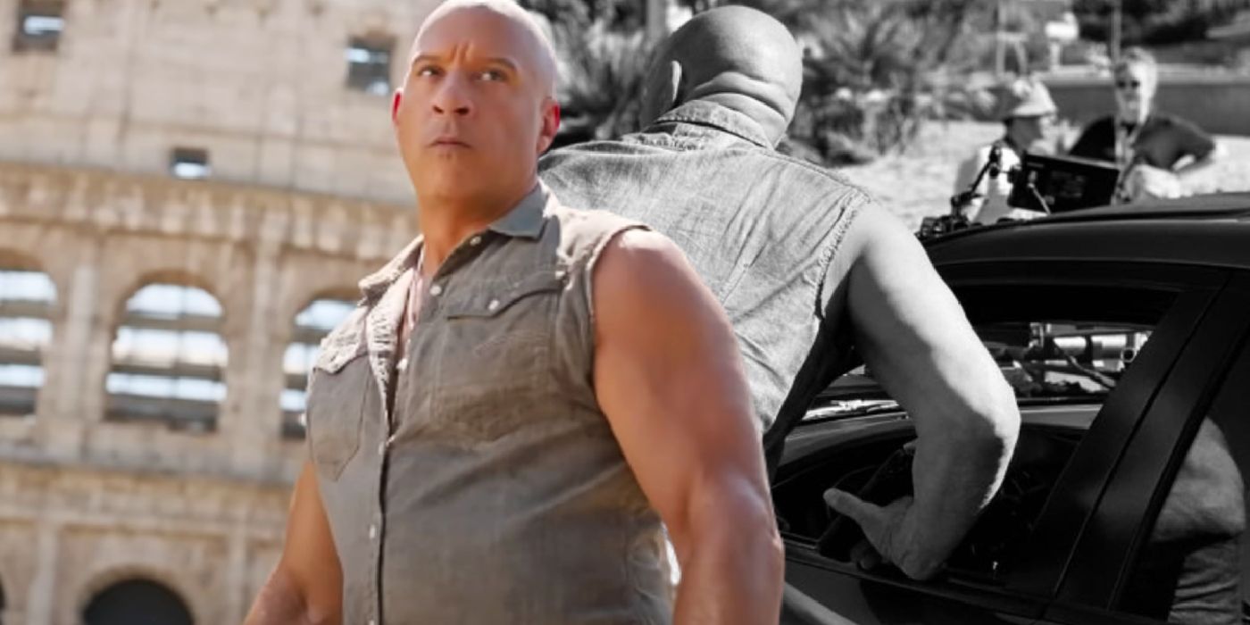 Custom image of Vin Diesel in Fast X and Vin Diesel behind-the-scenes of Fast X.