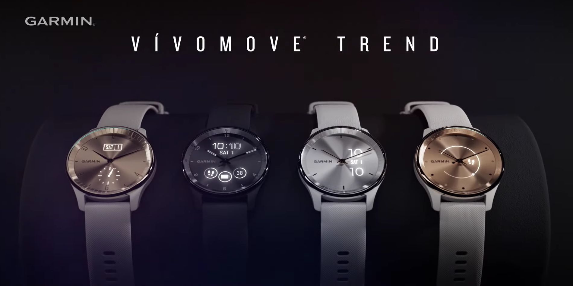 A photo showing the Vivomove Trend smartwatch in four colors