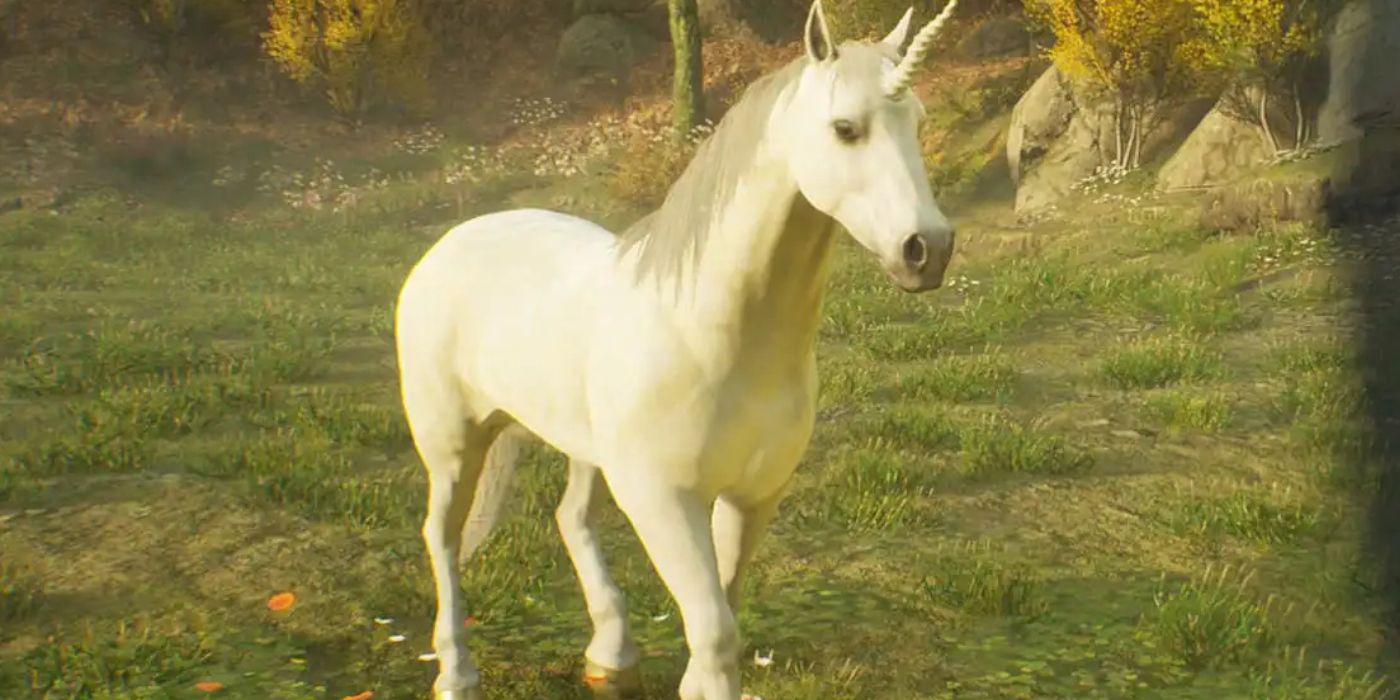 Seekor Unicorn berjingkrak di Hogwarts Legacy