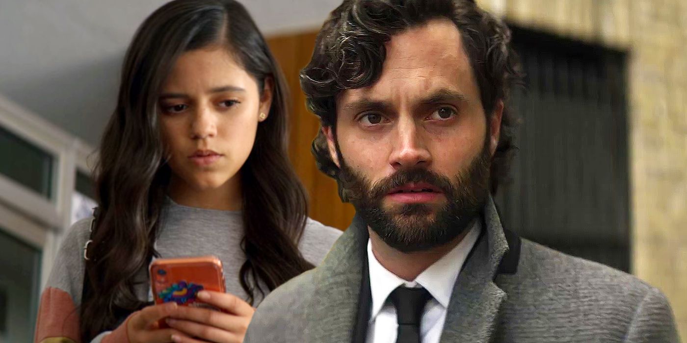 Jenna Ortega and Penn Badgley as Ellie and Joe in You