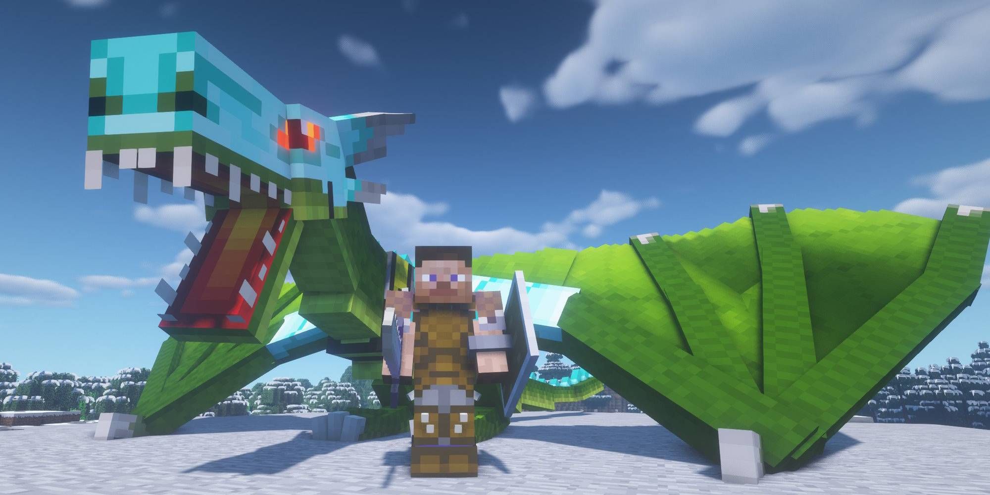 Minecraft RLCraft Mod Dragon Mob with Player as Tamed Creature Found in Ultra Difficult Survival Mode