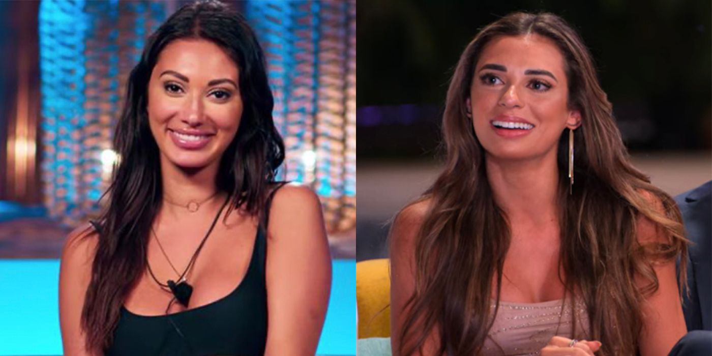Francesca Farago and Georgia Hassarati on Perfect Match side by side images