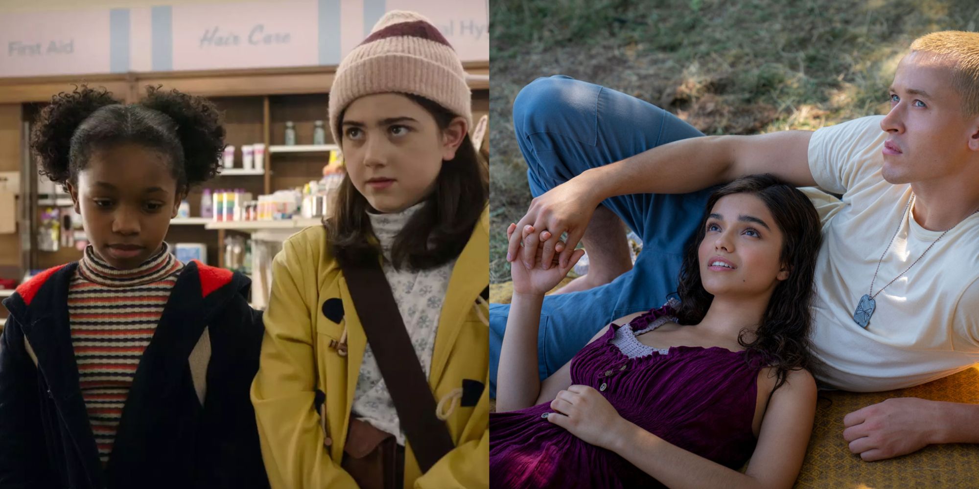 A split image features young girls in the movie adaptation of Are You There God? It's Me Margaret, and the young couple in Ballad of Songbirds and Snakes.