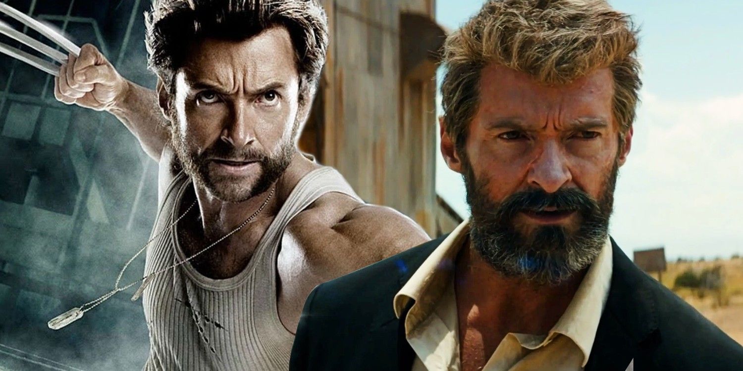 A younger and older Wolverine from X-Men movies