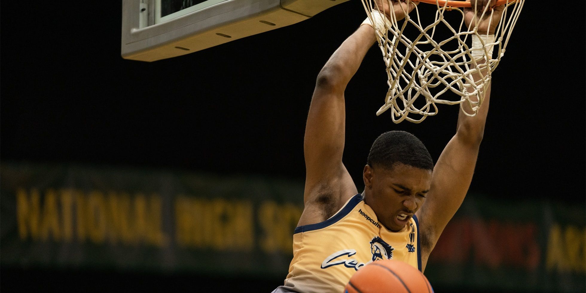 A player dunks a ball in Swagger