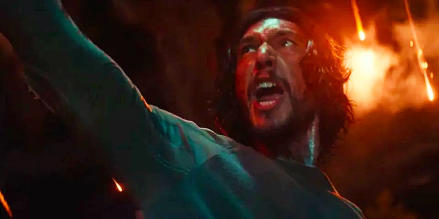 Adam Driver yelling in 65