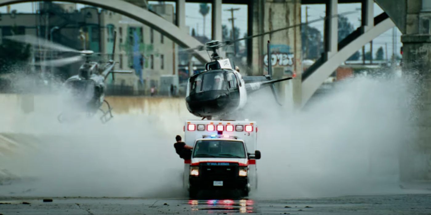 An ambulance is chased by a helicopter in Ambulance.