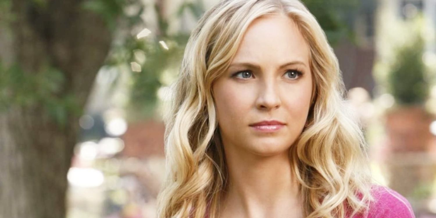 An image of Caroline looking serious in The Vampire Diaries