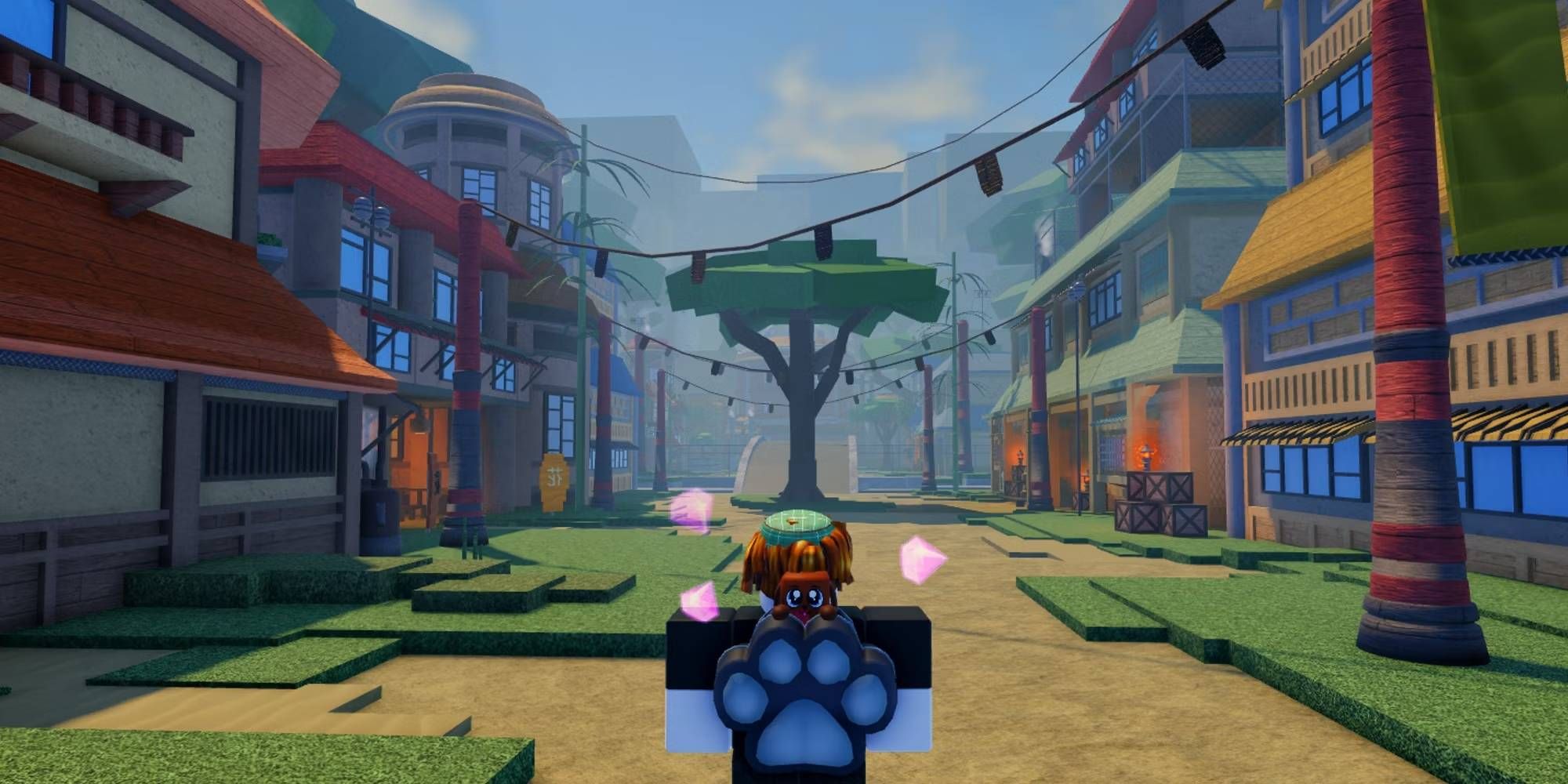 Roblox Anime Showdown Hub Area Resembling Naruto Leaf Village